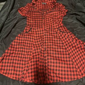 Sourpuss Red and Black Plaid Mini Dress